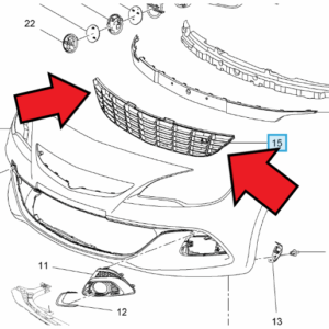 Vauxhall Astra 2014-2021 Front Bumper Lower Grille