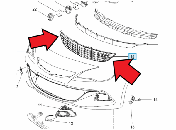 Vauxhall Astra 2014-2021 Front Bumper Lower Grille