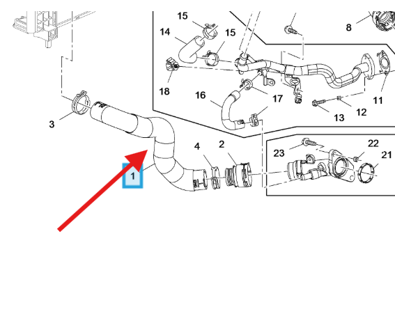 Vauxhall Mokka 2013-2019 Inlet Radiator Pipe