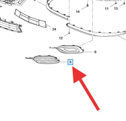 Vauxhall Zafira 2012-2018 Front Passenger Fog Grille