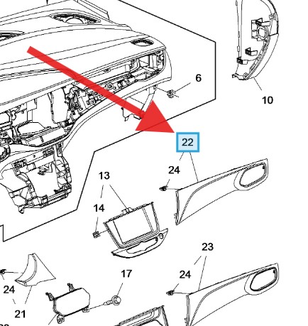 Vauxhall Astra 2015-2021 Passenger Dash Trim