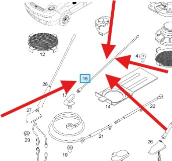 Vauxhall Vivaro 2001-2014 Roof Aerial Wand