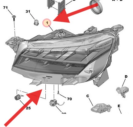 Vauxhall Combo 2019-Present Passenger Headlamp