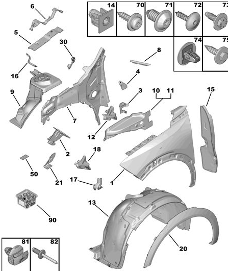 Vauxhall Mokka 2020-Present Front Wing Moulding