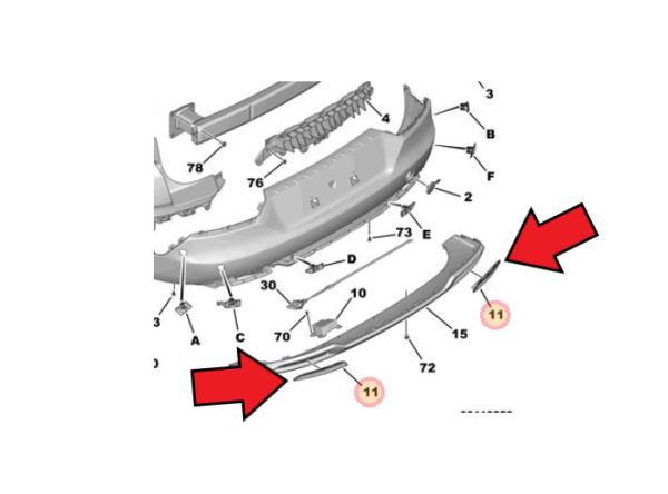 Vauxhall Grandland X 2017-Present Rear Bumper Insert